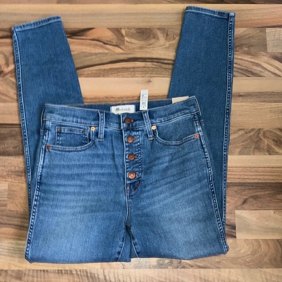 Madewell 10” exposed button fly Skinny Jeans Women’s Sz 28 NWT - Picture 1 of 4